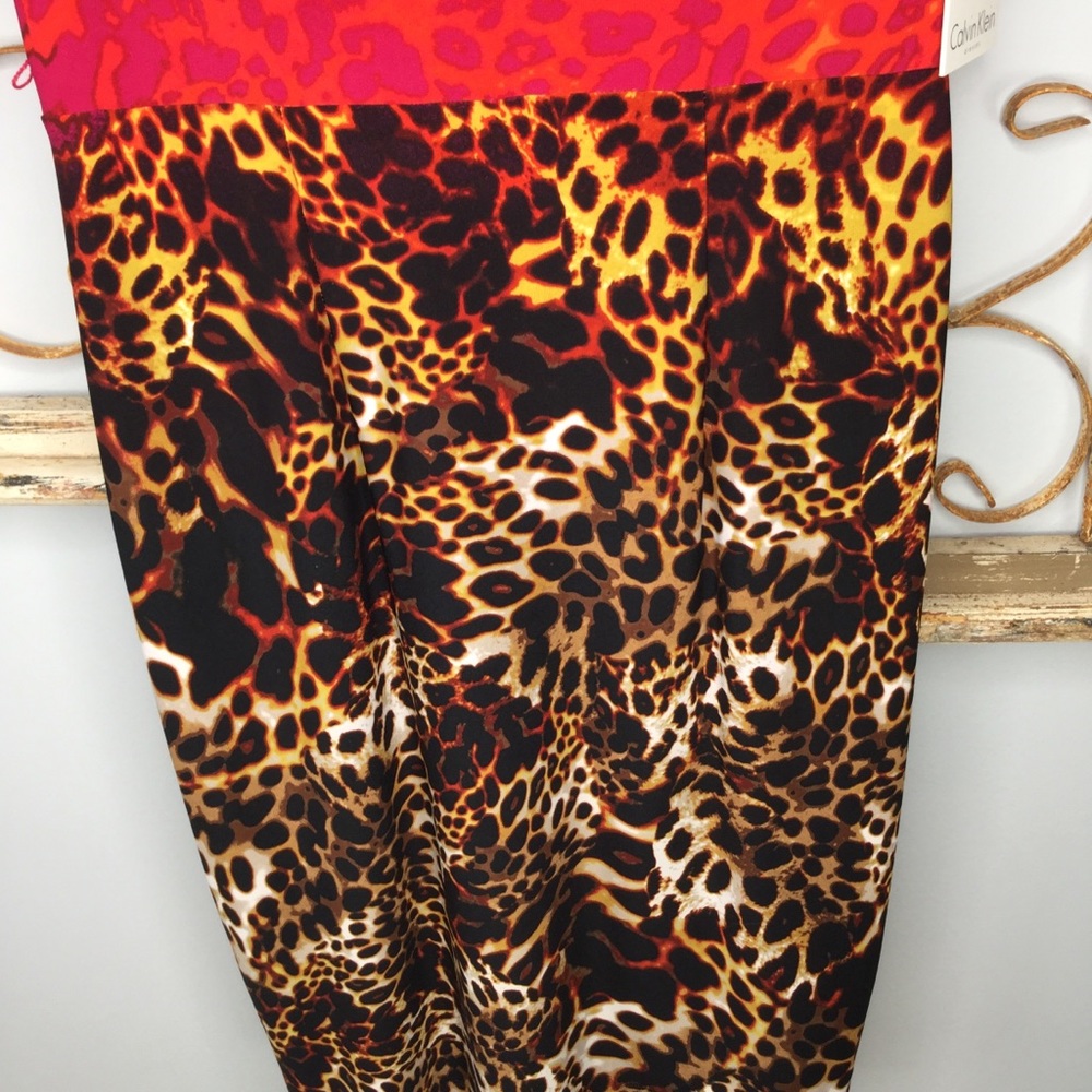 Calvin Klein hot pink leopard drape neck dress - Picture 5 of 8